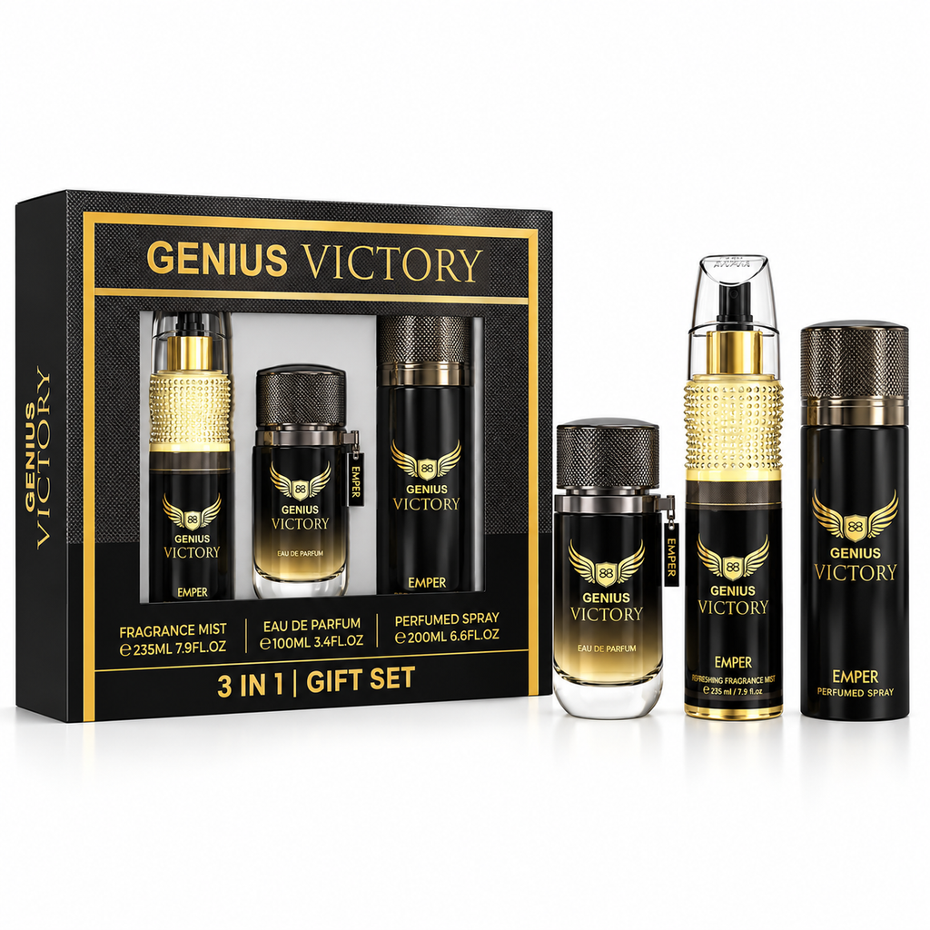Emper Genius Victory 3 in 1 Perfume Gift Set – 100ml EDP, 235ml Fragrance Mist & 200ml Perfumed Spray