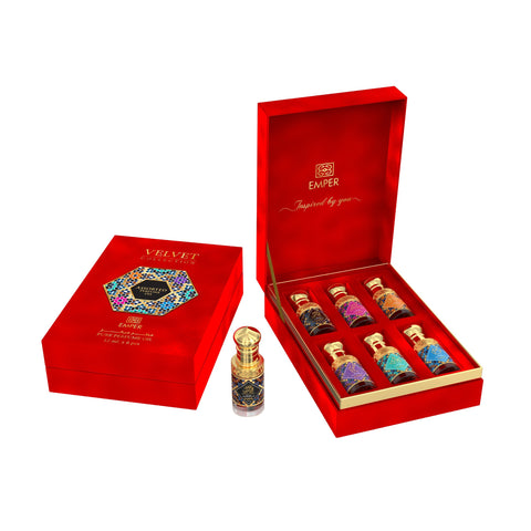 Velvet Collection Red Box 6 X  12ml UNISEX HIGLY CONCENTRATED FRAGRANCE OIL SET