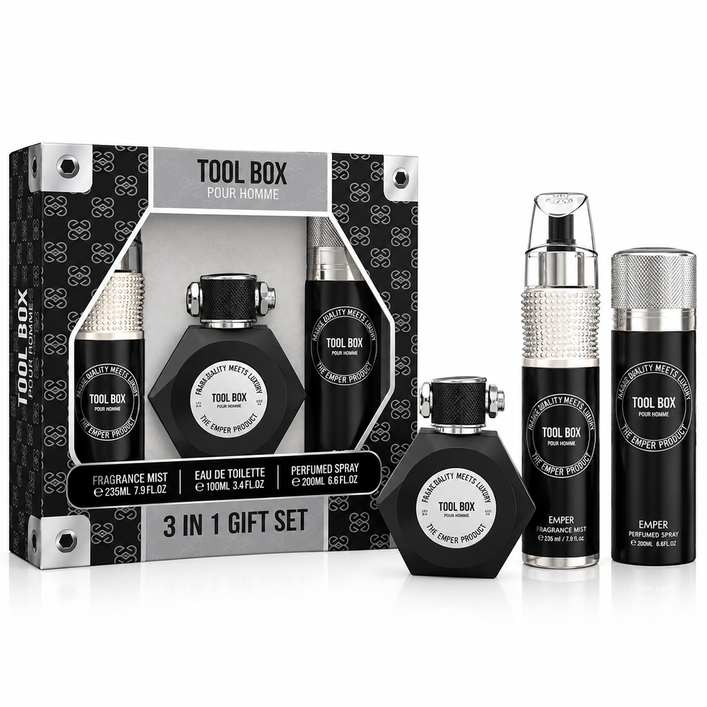Emper Tool Box Pour Homme 3 in 1 Gift Set – 100ml EDT, 235ml Fragrance Mist & 200ml Perfumed Spray