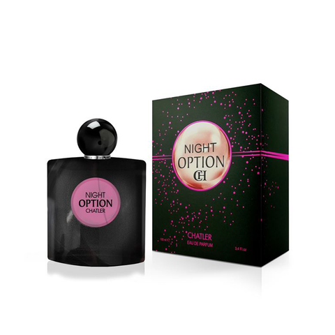 Option Night Woman Eau De Parfum 100ml  Very unique what makes you want to come back to it. Sweetness that is subdued with a hint of coffee and jasmine. Very feminine and sensual!  Notes: pink pepper, orange blossom, pear  Heart notes: coffee, jasmine  Base note: vanilla, patchouli, cedar